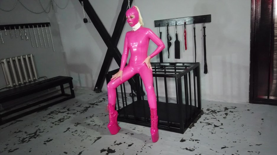 Kristi In Pink Latex Catsuit